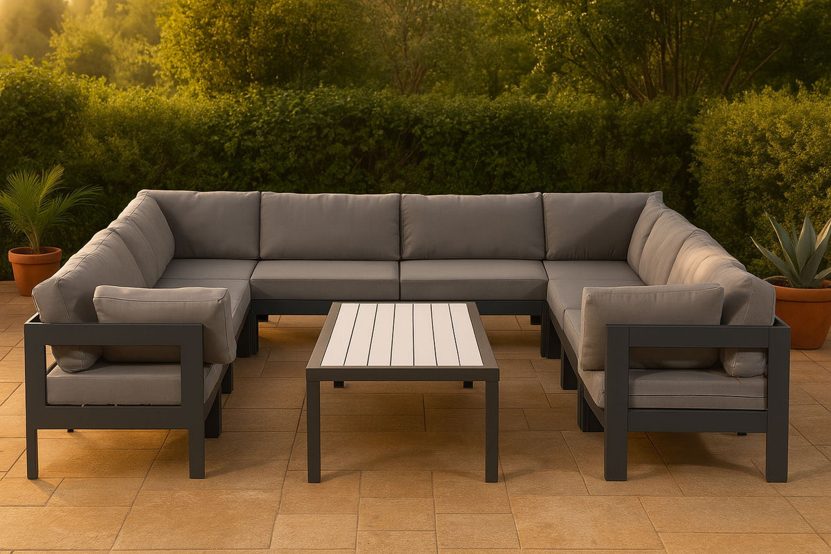 Nizuc - Outdoor Patio 10 Piece Modular Sectional With Gray Frame