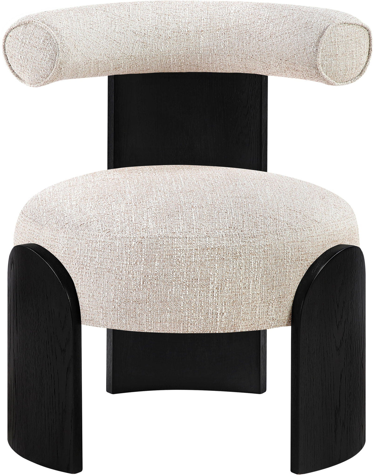 Calder - Linen Textured Fabric Upholstered Accent Chair - Painted Black Base