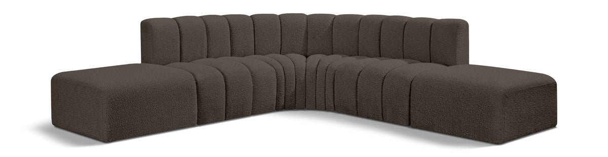 Arc - Boucle Fabric 6 Piece Corner Modular Sofa