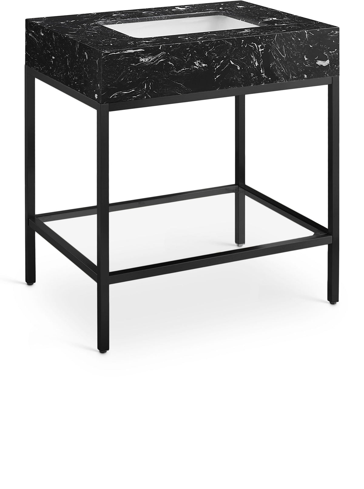 Marmo - Engineered Marble Bathroom Vanity With Black Base