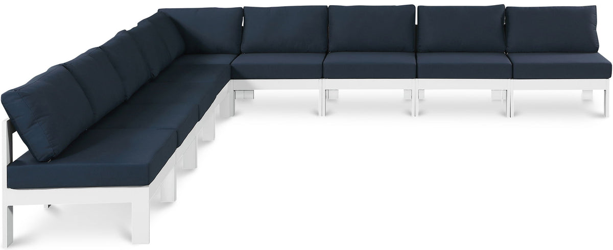 Nizuc - Outdoor Patio 9 Piece Modular Sectional With White Frame