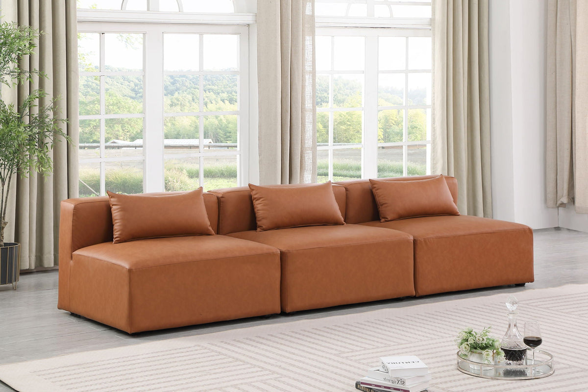 Cube - Modular 3 Piece Armless Sofa - Cognac