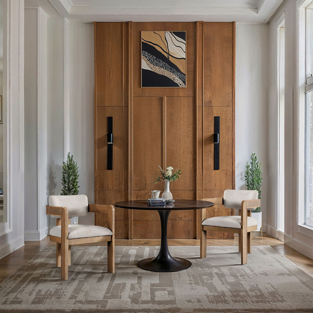 Sacha - Linen Dining Chair With Natural Base (Set of 2)