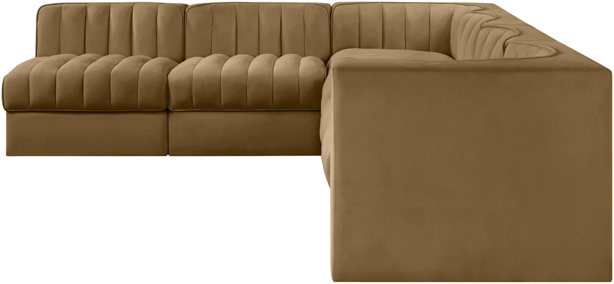 Rummi - Velvet Performance Fabric Upholstered 6 Piece Modular Sectional