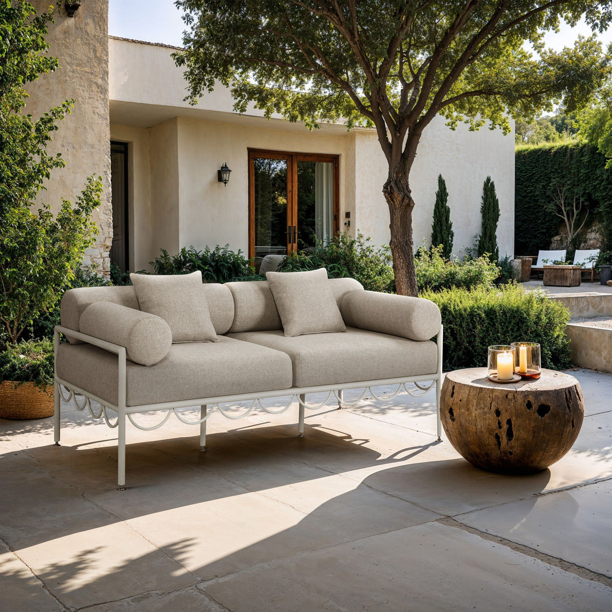Portofino - Resilient Water Repellent Fabric 69.75" Upholstered Outdoor Patio Loveseat