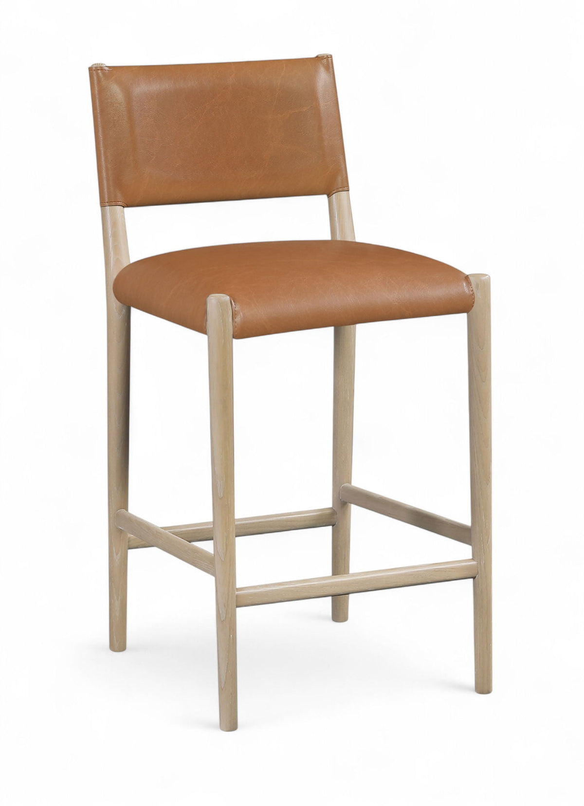 Andie - Vegan Leather Upholstered Counter Stool - Natural Base
