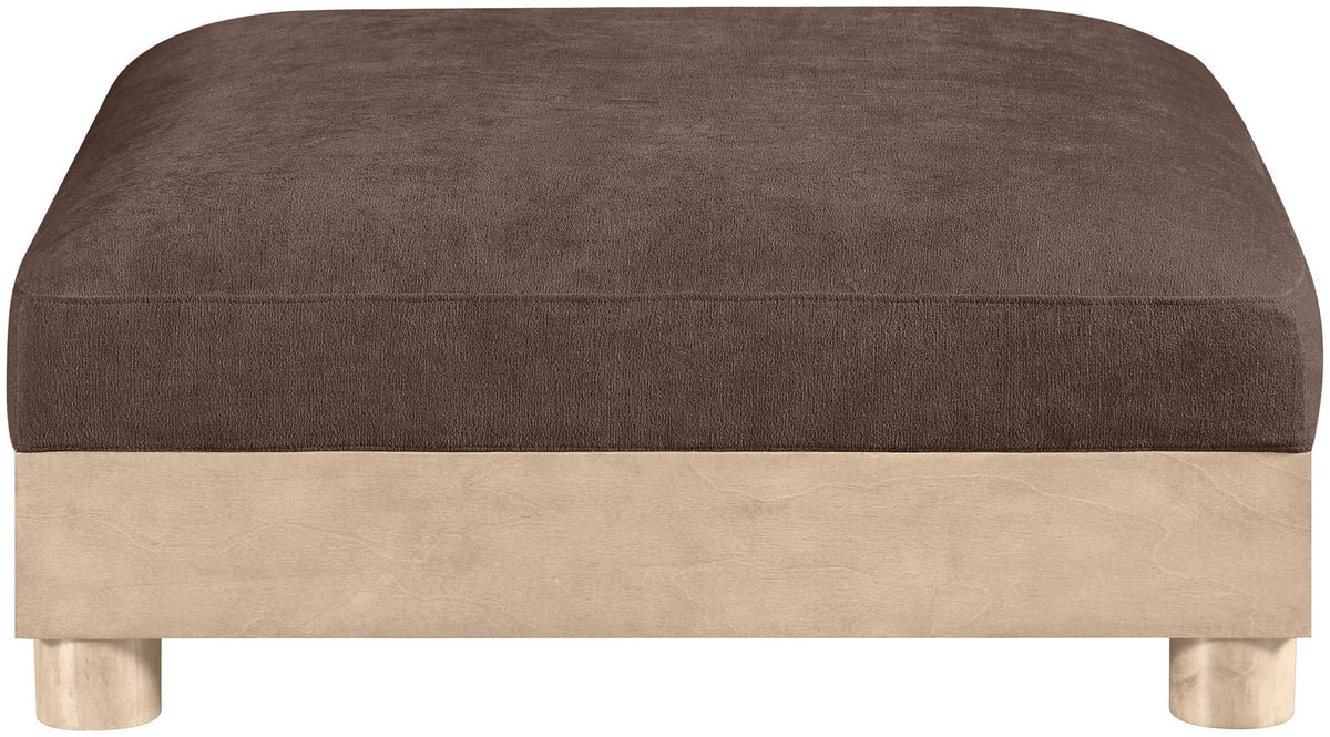 Turin - Chenille Fabric Upholstered Modular Ottoman - Natural Base