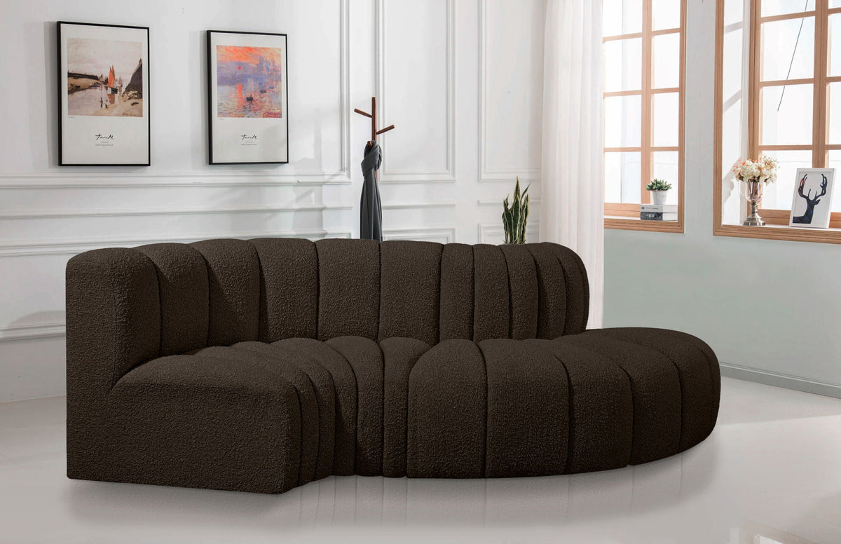 Arc - Boucle Fabric 4 Piece L-Shaped Modular Sofa