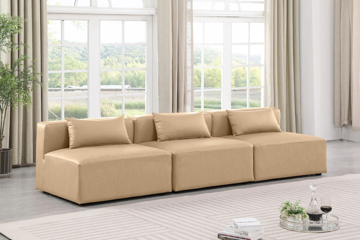 Cube - Modular 3 Piece Armless Sofa - Tan