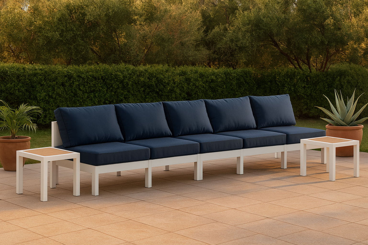 Nizuc - Outdoor Patio 4 Seat Armless Modular Sofa With White Frame