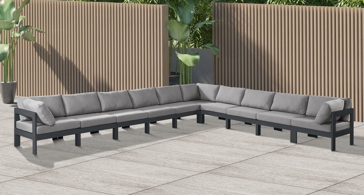 Nizuc - Outdoor Patio 10 Piece Modular Sectional With Gray Frame