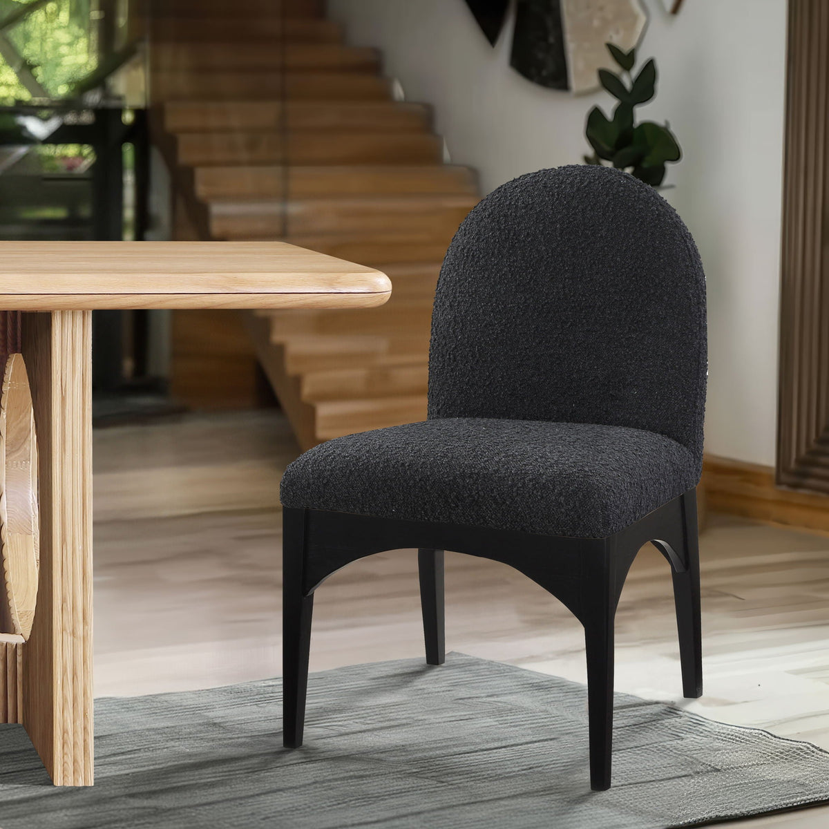 Waldorf - Boucle Dining Side Chair With Black Legs