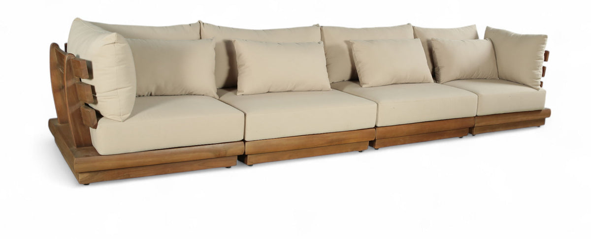 Mirella - 4 Piece Water Resistant Fabric Outdoor Patio Modular Sectional