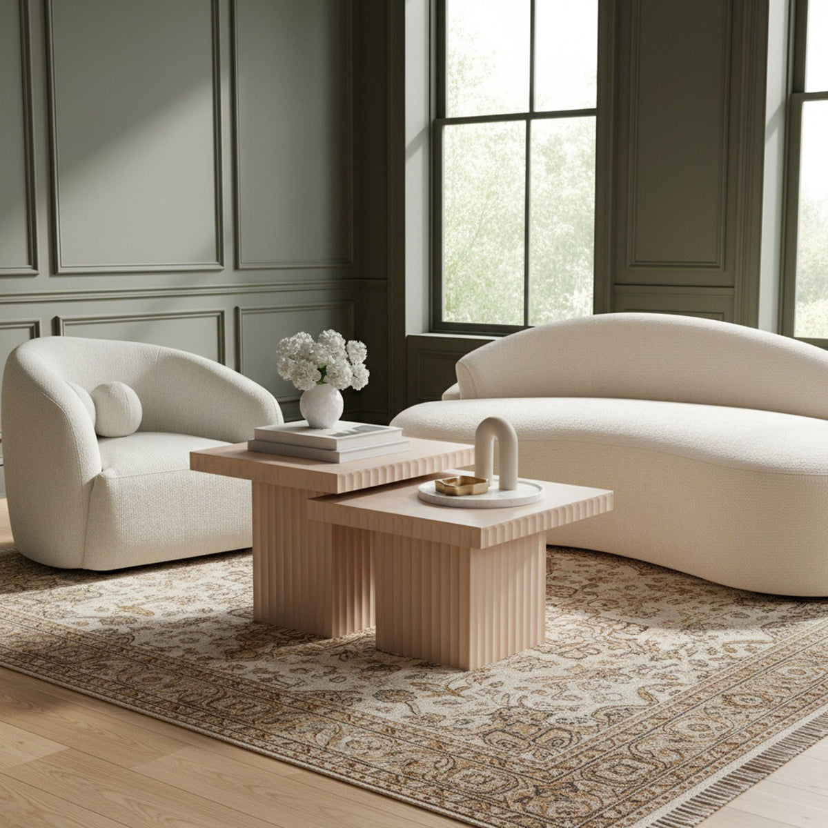 Spencer - 18" Oak Veneer 2 Piece Coffee Table