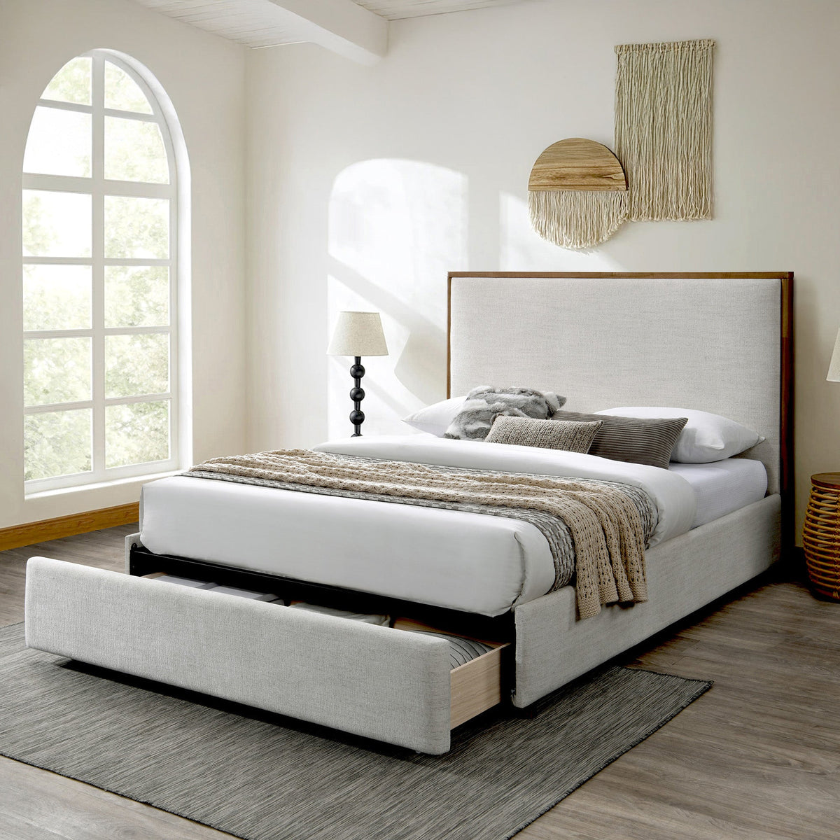 Andover 60" Platform Bed W/Drawer Oat