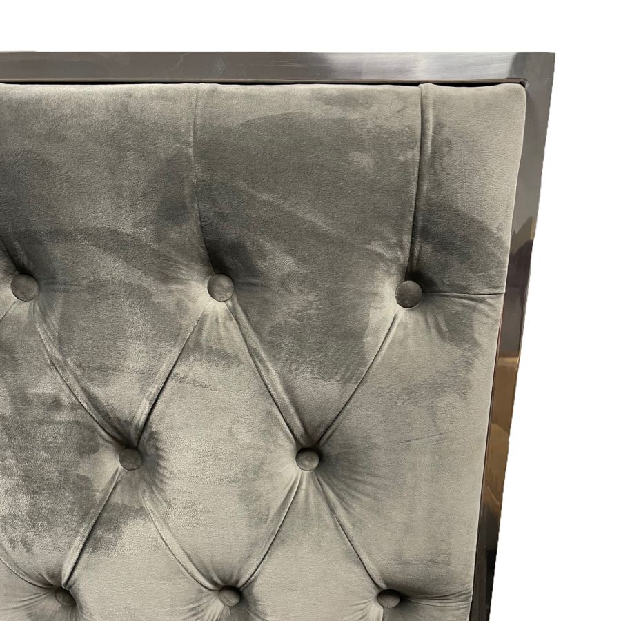 Lucille 60" Queen Bed in Grey with Silver Detail - Furniture Depot