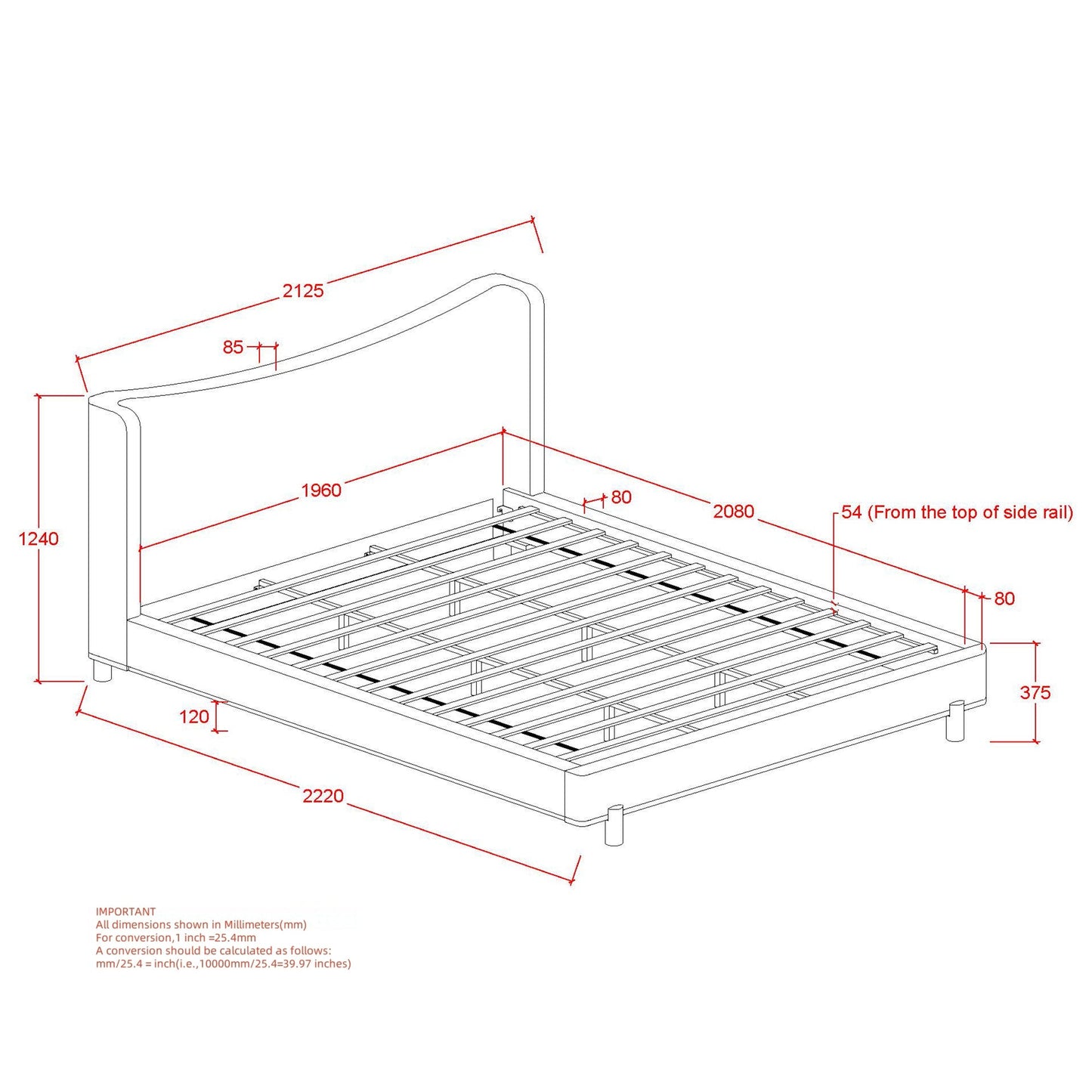 Isadora 78" Platform Bed Dark Beige