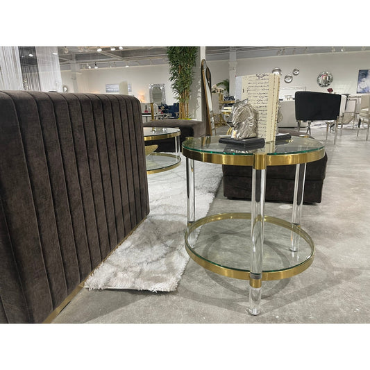 PALOMA END TABLE BRUSHED GOLD - Furniture Depot