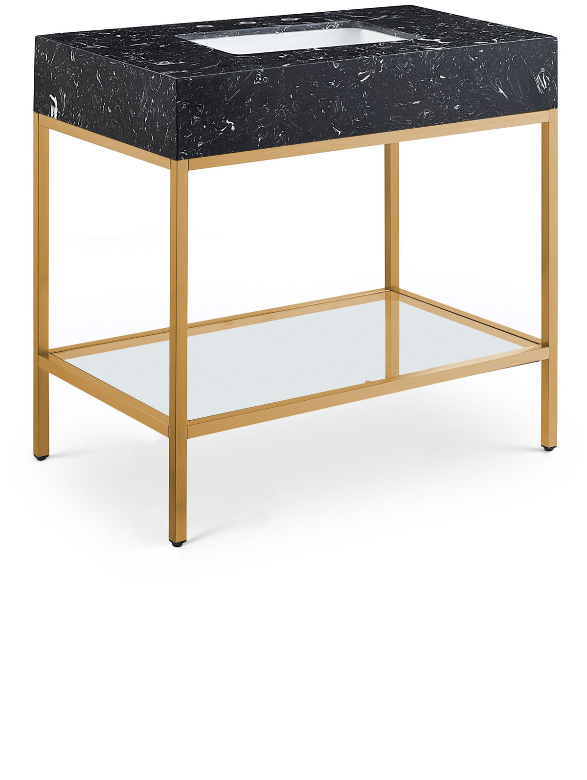Marmo - Engineered Marble Bathroom Vanity With Gold Base