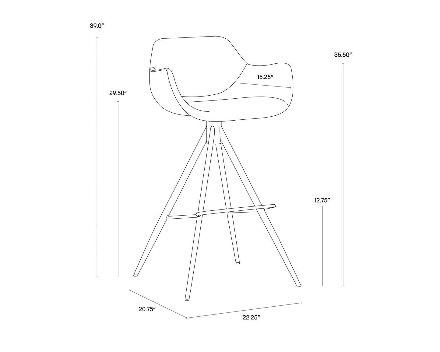 Owen Swivel Barstool - Town Grey