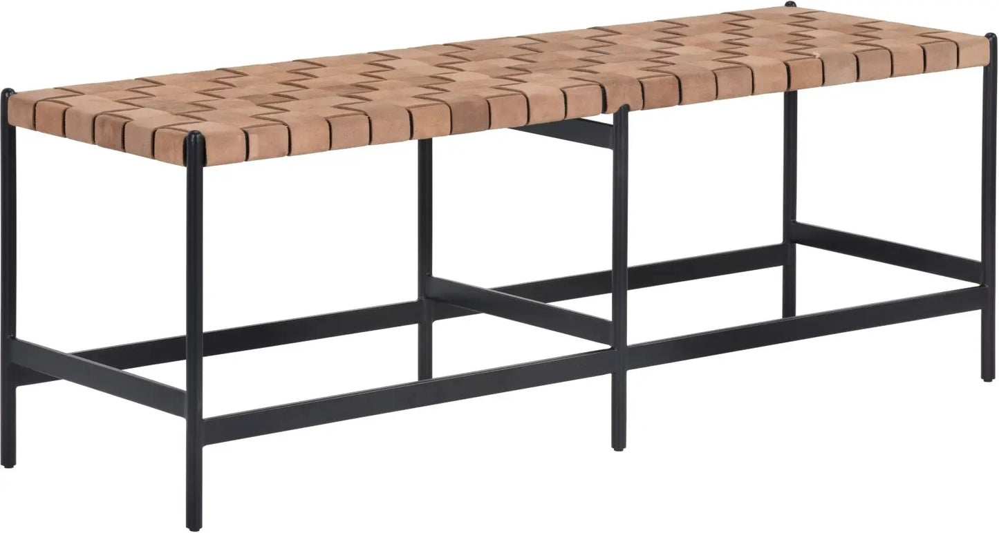 Omari Bench Sueded Light Tan Leather