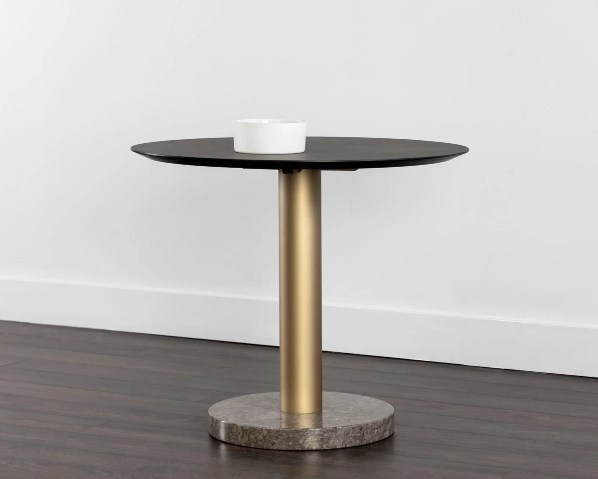 Monaco Bistro Table Gold Grey Marble / Charcoal Grey 35.5"