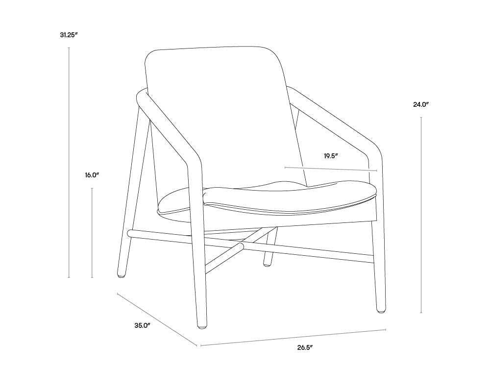 Cinelli Lounge Chair - Ash Grey - Astoria Cream Leather