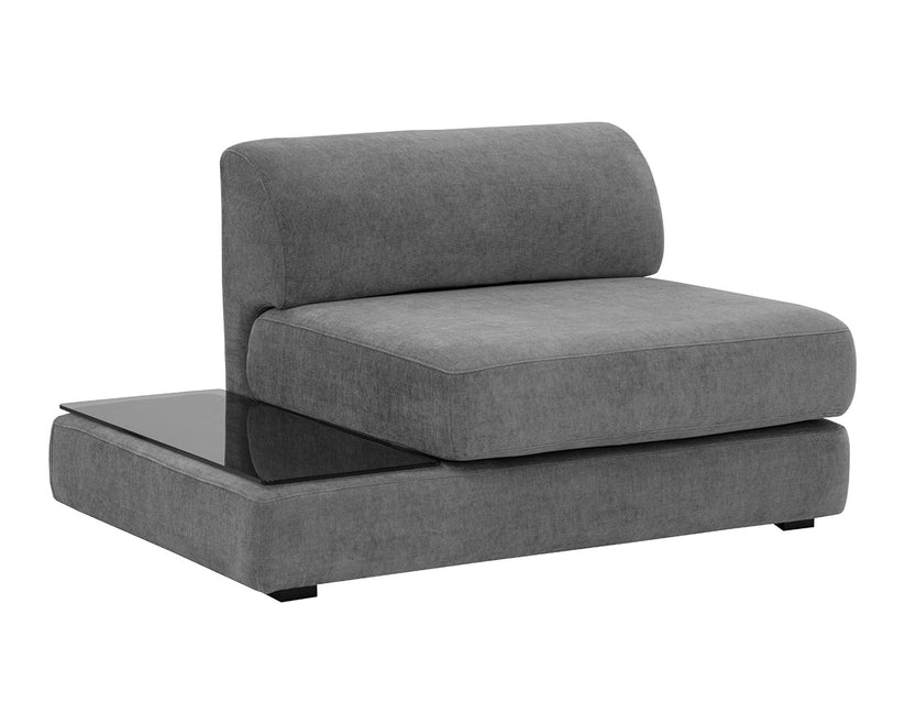 Harmony Modular Armless Chair Left Shelf Danny Dark Grey