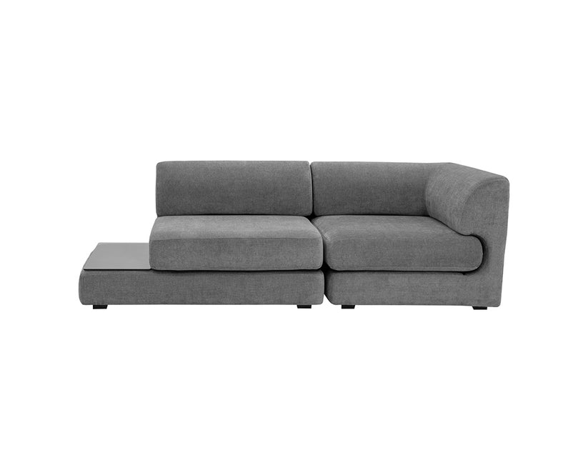 Harmony Modular Armless Chair Left Shelf Danny Dark Grey