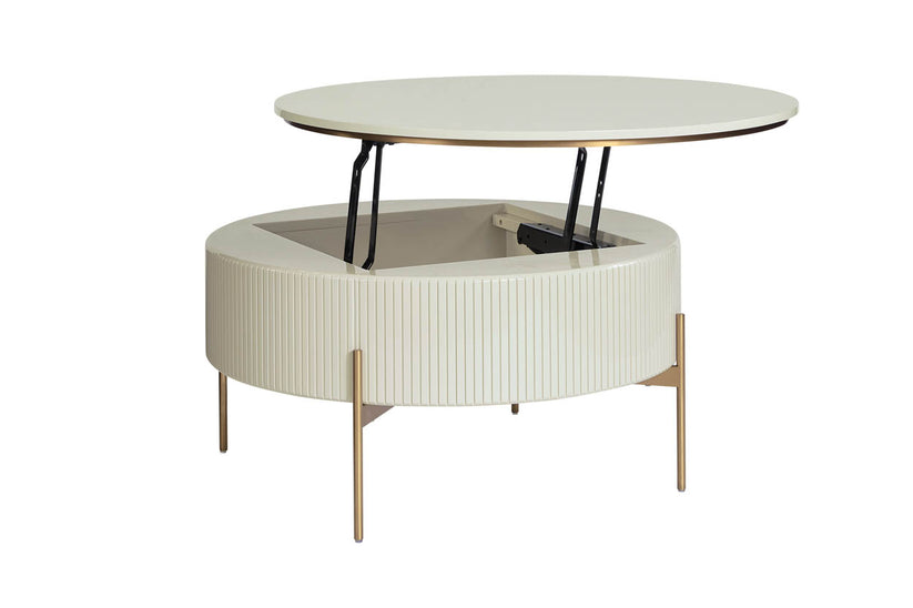 Paloma Lift Top Coffee Table High Gloss Cream