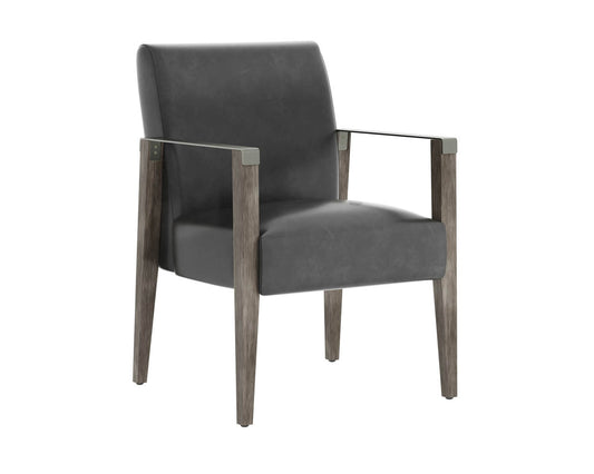 Earl Dining Armchair Ash Grey Brentwood Charcoal Leather
