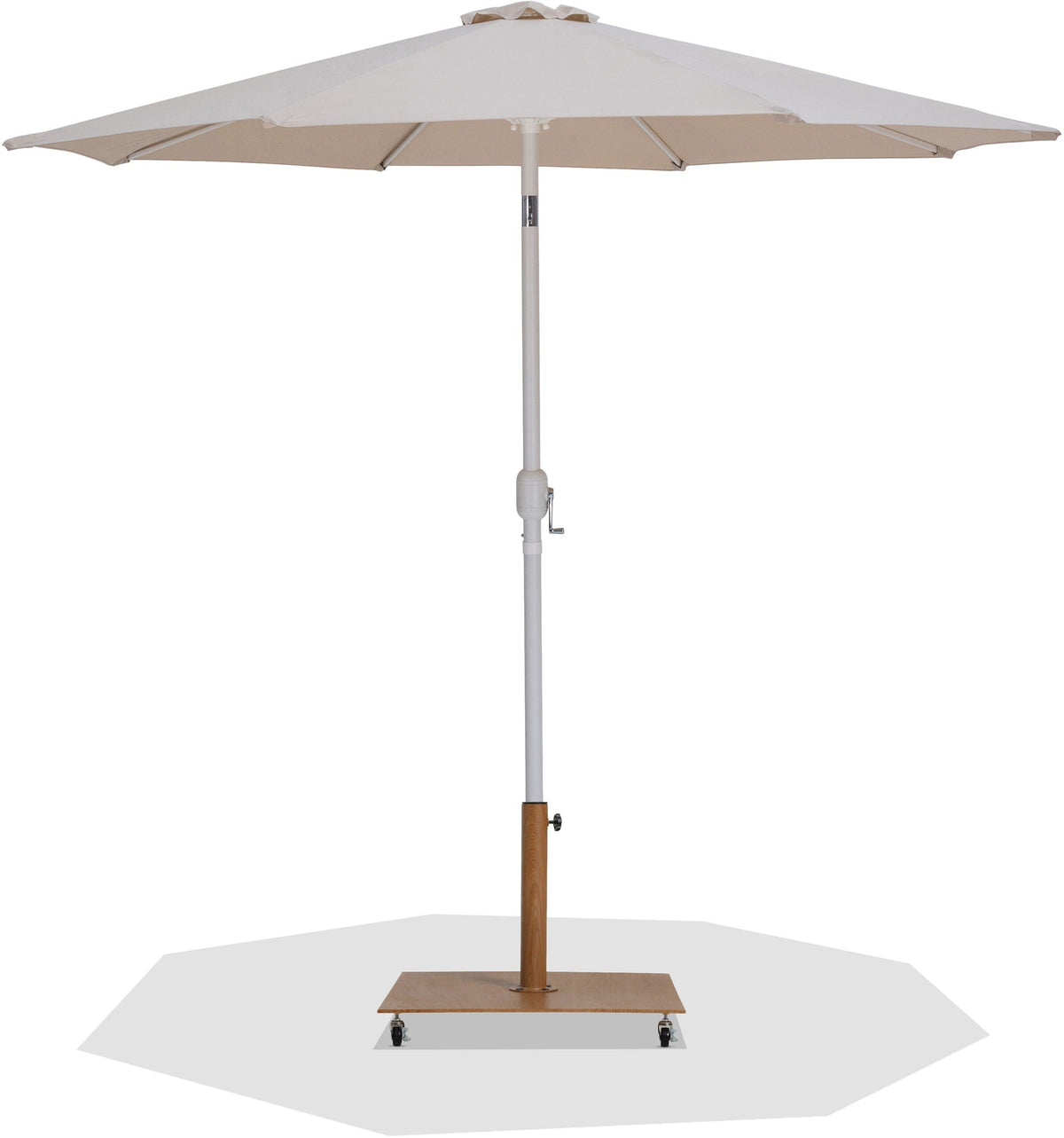 Fiji - Aluminum Patio Umbrella With Square Teak And White Base