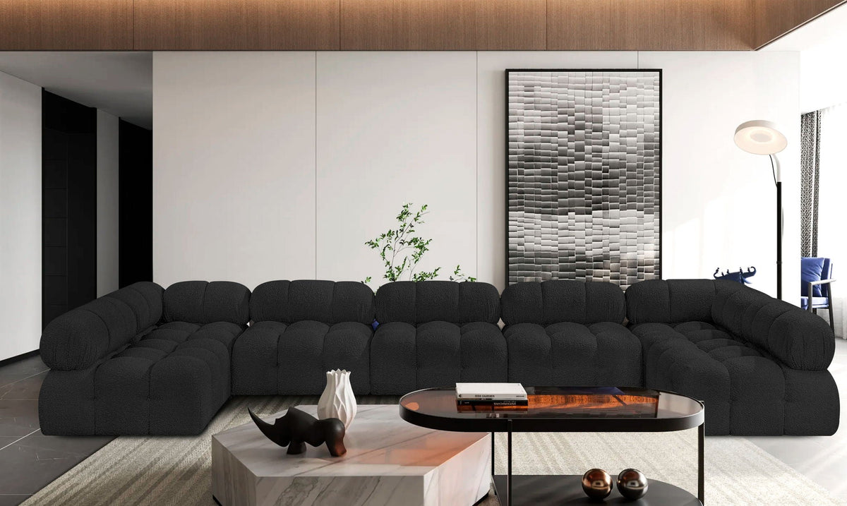 Ames - 7 Piece Boucle Fabric Modular Sectional