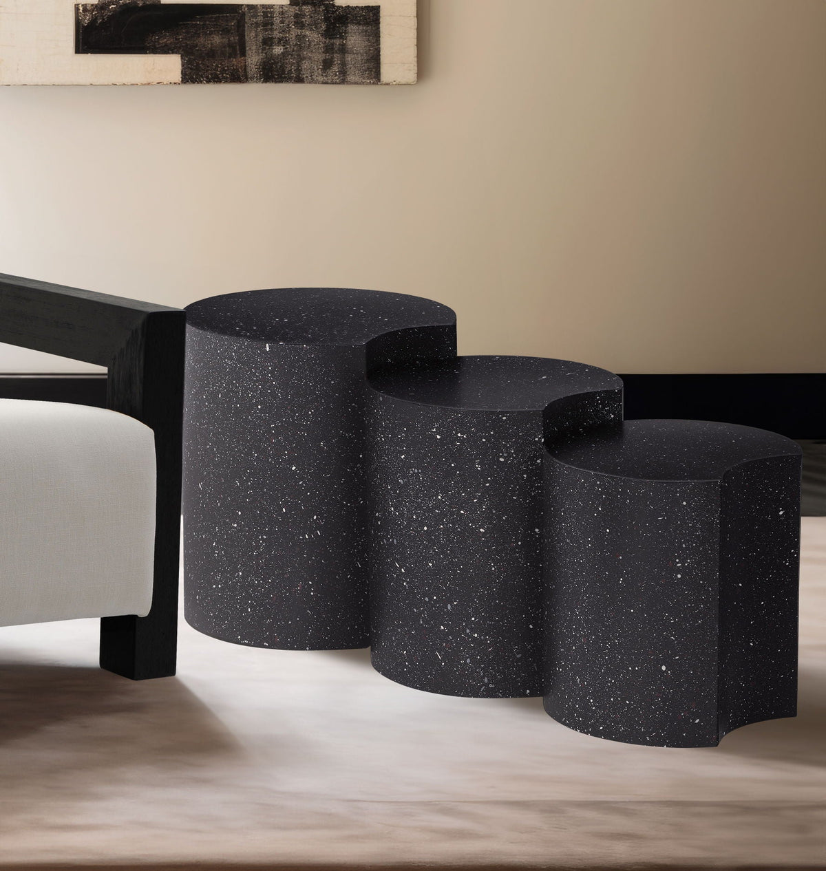 Dimple - 3 Piece Modular End Table - Terazzo Finish