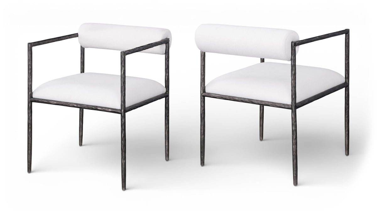 Axis - Linen Textured Cream Fabric Upholstered Dining Chair (Set of 2)