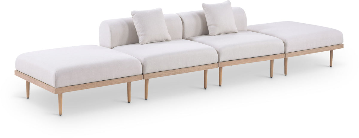 Laguna - 4 Piece 142" Outdoor Patio Armless Modular Sofa With 2 Backless Seats