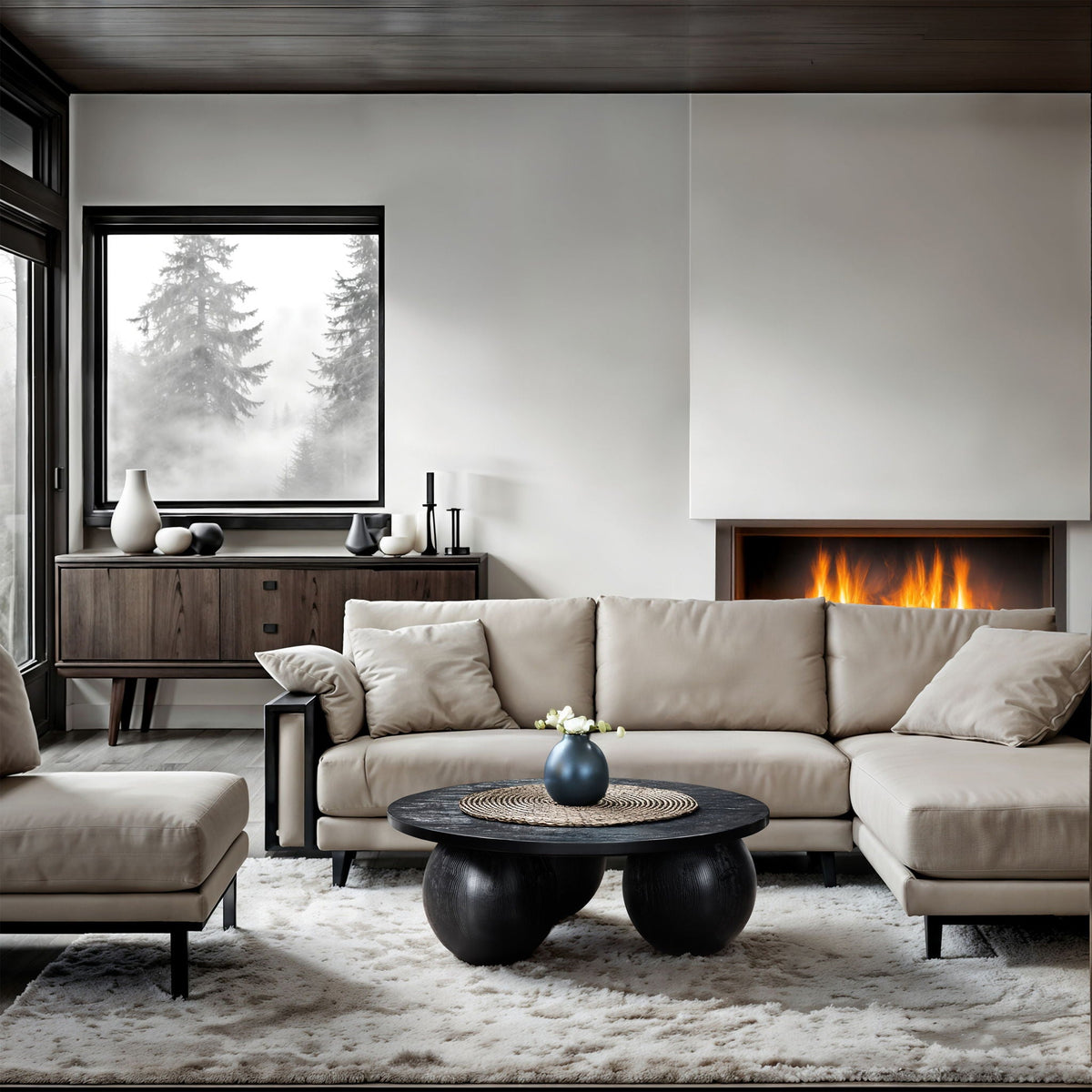 Fitch - Wood Oak Veneer Coffee Table - 3 Legs