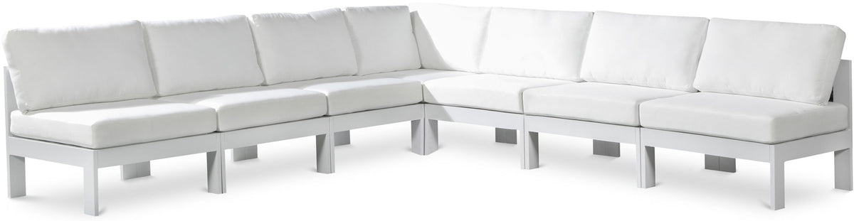 Nizuc - Outdoor Patio 7 Piece Modular Sectional With White Frame