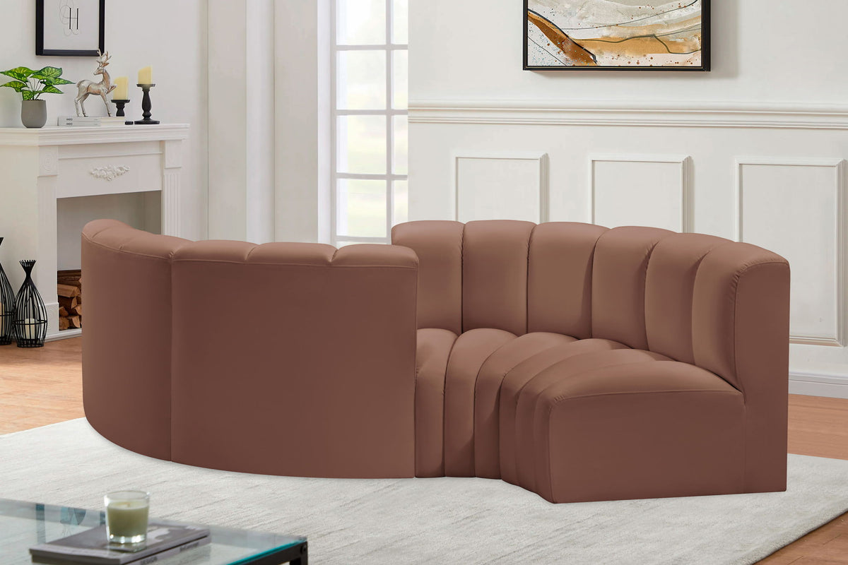 Arc - Faux Leather 4 Piece Curved Modular Sofa