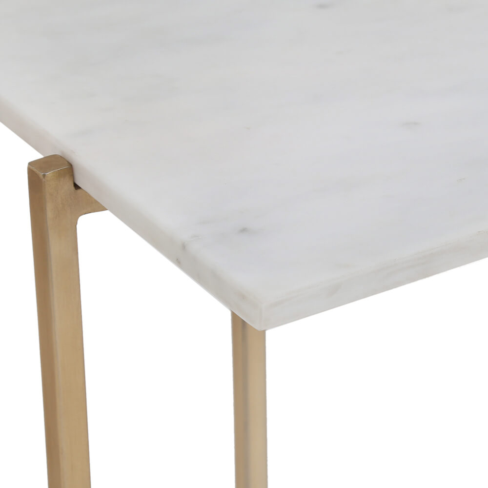 Ida White Marble Top Console Table: Gold Frame