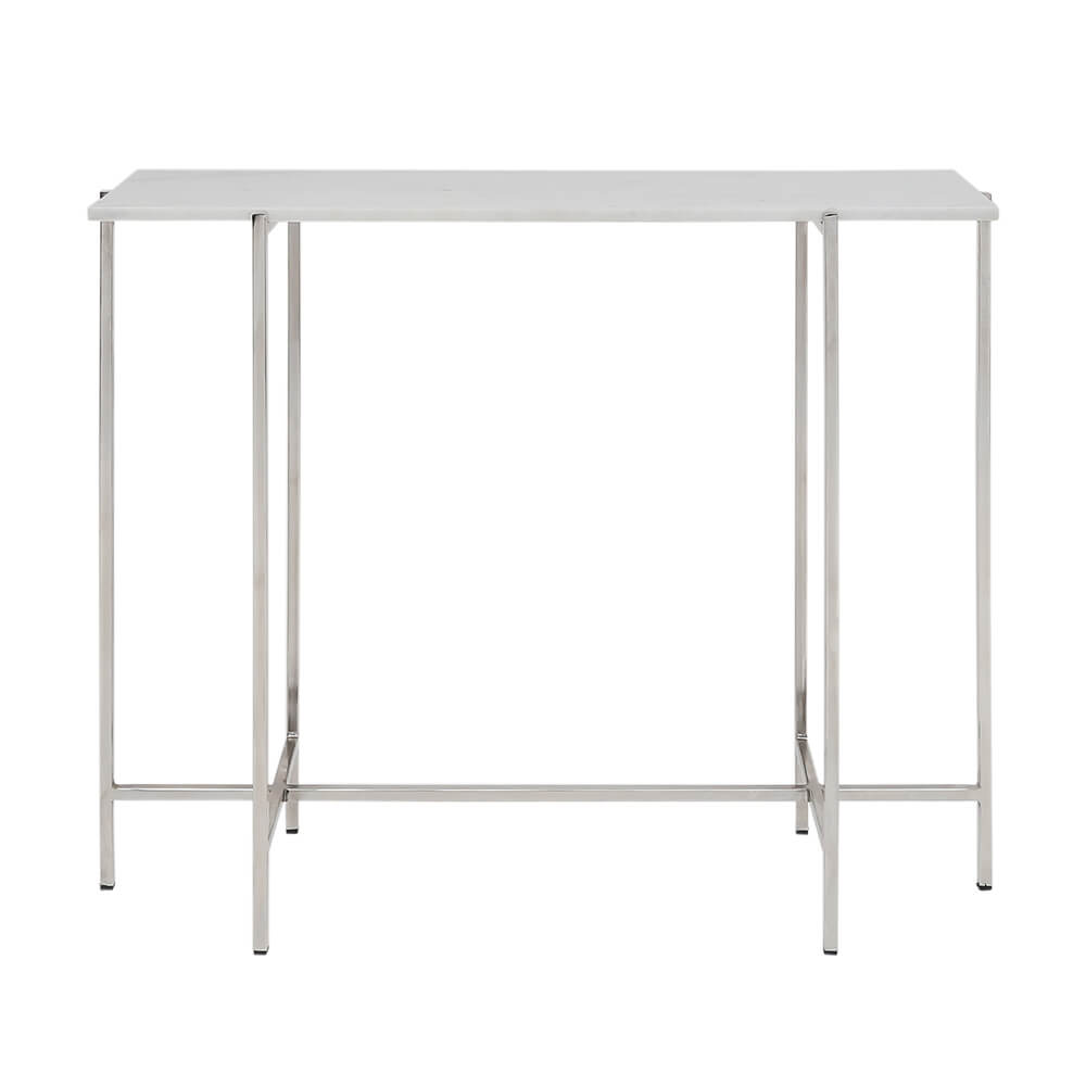 Ida White Marble Top Console Table: Silver Frame - Furniture Depot