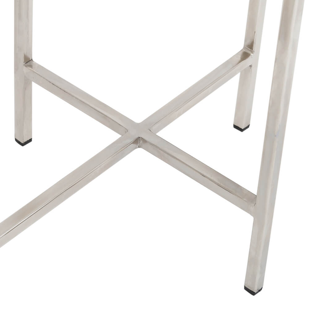 Ida White Marble Top Console Table: Silver Frame - Furniture Depot