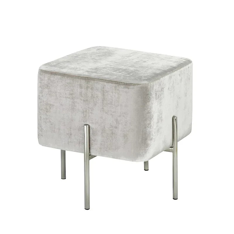 Kube Grey Velvet Ottoman S - Furniture Depot