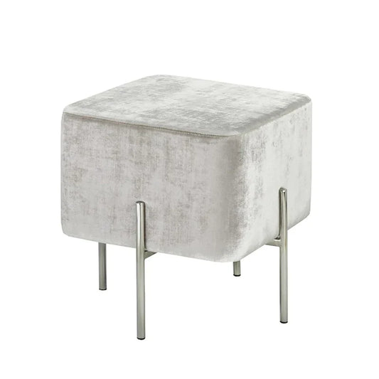 Kube Grey Velvet Ottoman S - Furniture Depot
