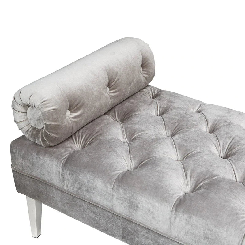 Prado Bench Grey Velvet - Furniture Depot