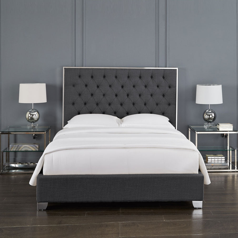 Kroma Tufted Upholstered Bed Dark Grey - King
