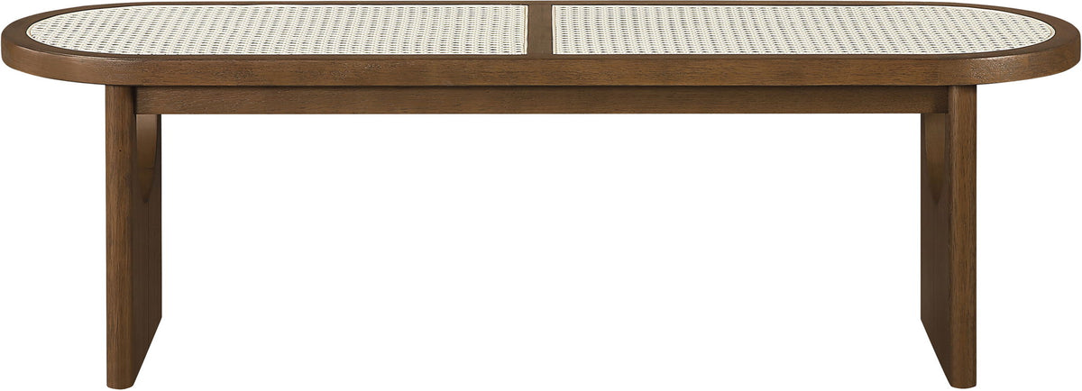 Canovia - Solid Wood And Faux Cane Bench