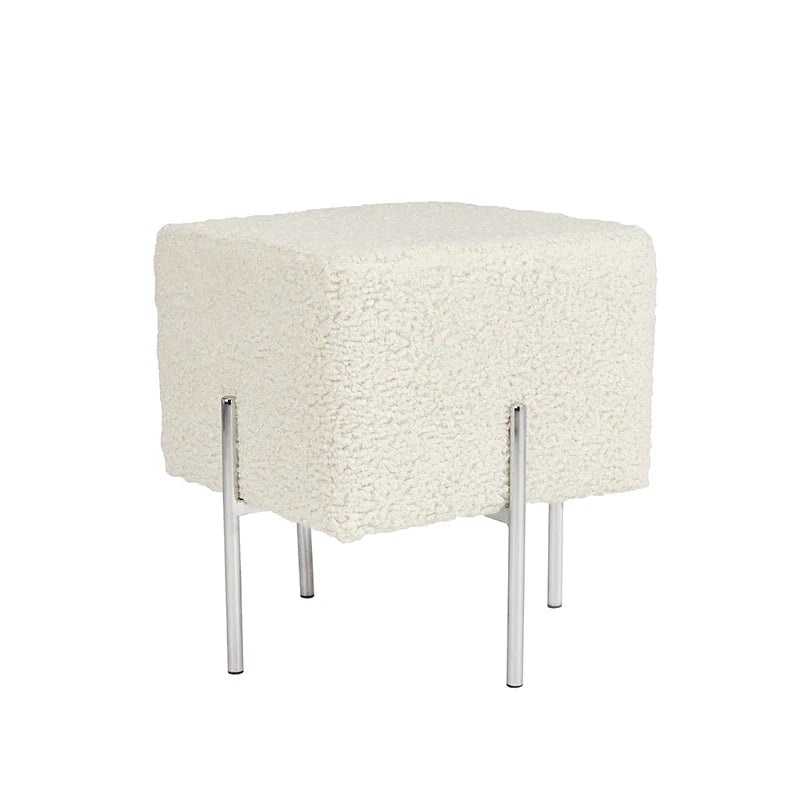 Kube Sheep Skin Fur Ottoman - Furniture Depot