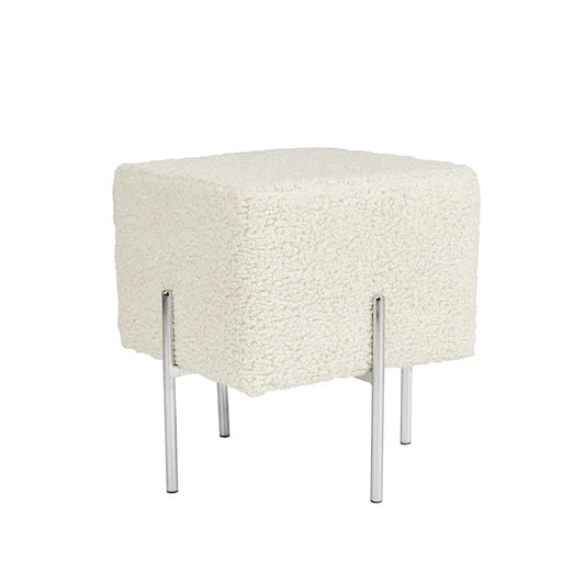 Kube Sheep Skin Fur Ottoman - Furniture Depot