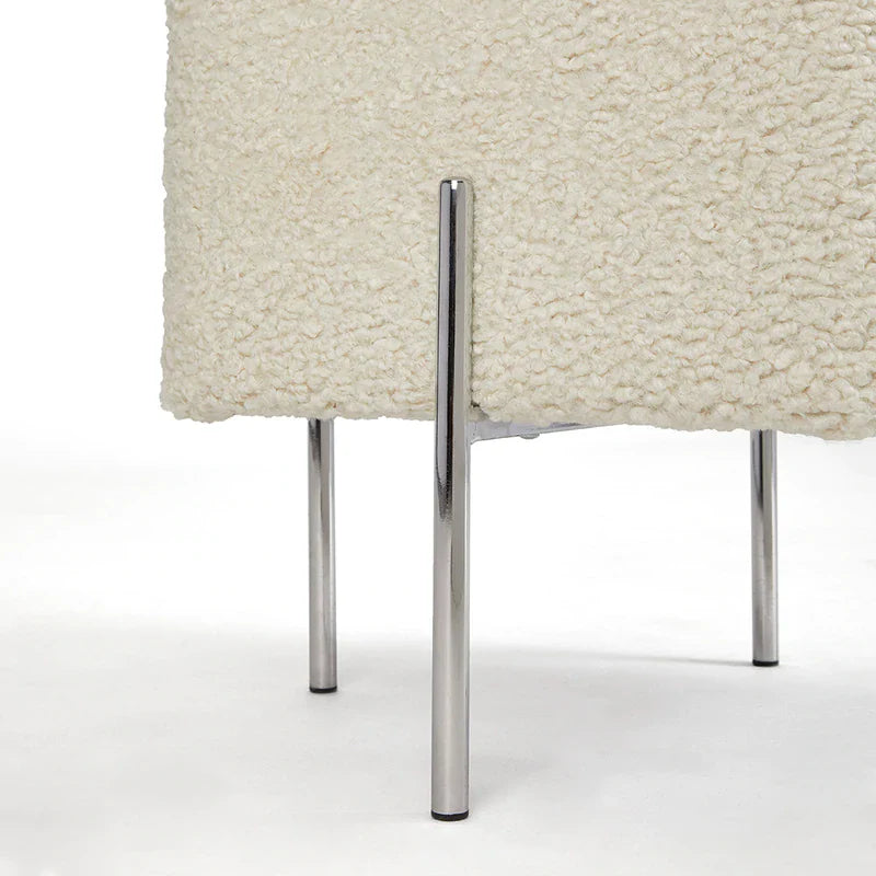 Kube Sheep Skin Fur Ottoman - Furniture Depot